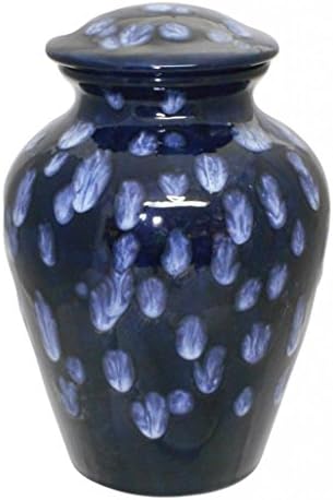 Blue with White Crystals Urn- Cremation urn or keepsake for ashes - Hand Made Pottery