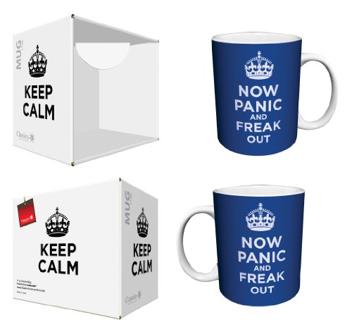 Now Panic and Freak Out Novelty Stress Humor Quote Ceramic Boxed Gift Coffee (Tea, Cocoa) 11 Oz. Mug