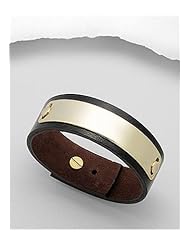 Black Leather Bracelet In White Base