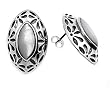 Sterling Silver Mother of Pearl Earrings - Size: 24mm