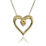 Yellow Gold Overlay Sterling Silver Citrine Heart Pendant, 18