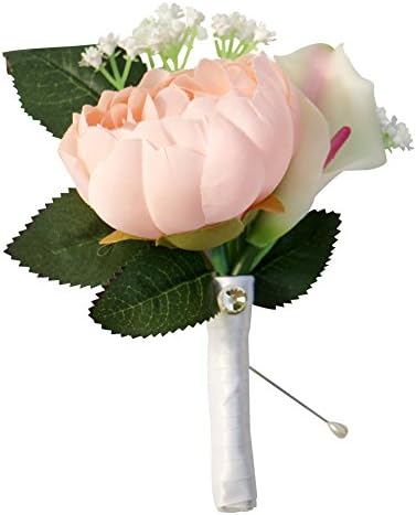 Handcrafted Boutonniere Pink Peony with Pin for Prom Party Wedding