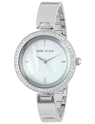 Anne Klein Womens AK/1421MPSV Swarovski Crystal Elements Silver-Tone Bangle Watch