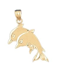 Dazzlers Solid 14 karats gold Dolphin Charm Pendant Available in three colors from jewelsberry (weights: 1.4 grams only)