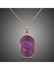 18K Yellow Gold Amethyst Oval Pendant, 24"