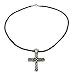 Necklace Pendant Set - Irish Celtic Weave Design Crucifix Pendant and 3.0mm 4 Strand Braided Leather Necklace with Lobster Claw Clasp (Available in 16 or 18 Lengths)