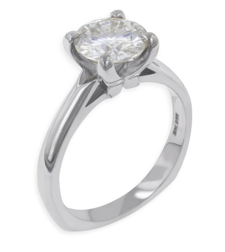 14k White Gold Moissanite Solitaire Ring (2 cttw equivalent)