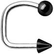 Black Titanium Ball Spike Lippy Loop Labret