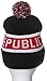 American Cities Unisex California Republic Bear Cuff Pom Pom Beanie Knit Hat Cap - Blck Red