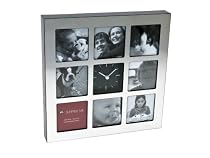 PT Wall Clock Picture Frame Square Stainless Steel Finish