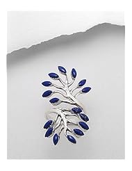 Lapis Lazuli (Navy Blue) Tree Reconstructed stones Ring In 92.5 Sterling Silver