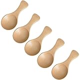 Miraclekoo Small Wooden Salt Spoon Schima Superba Wood Sugar Condiments Spoon,3-Inch, 5 Psc