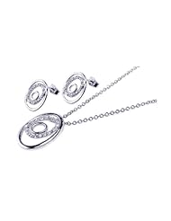 Nickel Free Sterling Silver Pendant & Earring Sets 5 Open Circle CZ Set