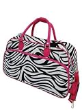 Sturdy! Hard Canvas Dome Duffle Bag Hot Pink Trim Black White Zebra Print Great for Sports Dance or Travel