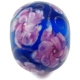 Lampwork Glass Bead Focal Roses on Blue