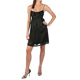 BCBGMAXAZRIA Black Silk V-Neck Burn-Out Dress