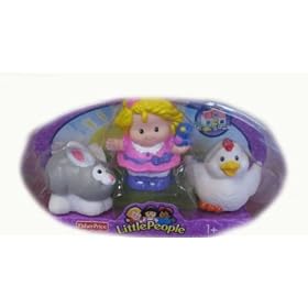 Click here to buy Little People Figure Set with Girl, Rabbit, Chicken.