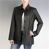 BGSD Women's Five-Button Leather Car Coat - Misses & Petite