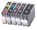 CLI8 / PGI5 WITH CHIP - 5 pack Canon Compatible Ink Cartridges for Canon Pixma iP4200 iP4300 iP4500 iP5100 iP5200 iP5200R iP5300 MP500 MP530 MP600 MP600R MP610 MP800 MP800R MP810 MP830 MP960 MP970 9000 - CLI-8 / PGI-5 (Contains: any comnination of CLI-8C, CLI-8Y, CLI-8M, CLI8-BK, PGI-5BK) - Latest Chip Installed, Ready For Use, No Fuss!