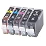 CLI8 / PGI5 WITH CHIP - 5 pack Canon Compatible Ink Cartridges for Canon Pixma iP4200 iP4300 iP4500 iP5100 iP5200 iP5200R iP5300 MP500 MP530 MP600 MP600R MP610 MP800 MP800R MP810 MP830 MP960 MP970 9000 - CLI-8 / PGI-5 (Contains: any comnination of CLI-8C, CLI-8Y, CLI-8M, CLI8-BK, PGI-5BK) - Latest Chip Installed, Ready For Use, No Fuss!