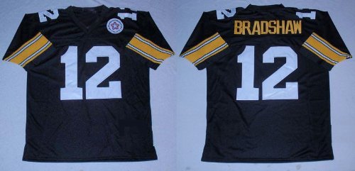 Pittsburgh Steelers 12 Terry Bradshaw Throwback Black NFL Jerseys Authentic Football Jersey Size 48-56 (Please Select the Size When You Order, Can Do Drop Shipping)