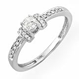 0.30 Carat (ctw) 10k White Gold Round Diamond Ladies Engagement Bridal Ring