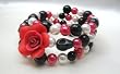 Punk Rock Turquoise Skull and Pink Rose Gothic Love Bracelet