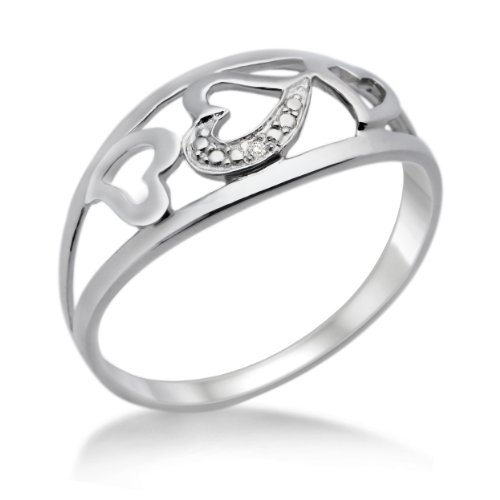 Miore Damen-Ring 925 Sterling-Silber hochglanzpoliert Herzen mit Brillant 0,005ct MPS001DR Preisvergleich