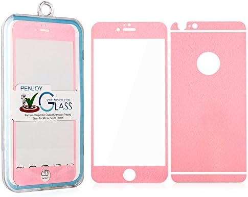 PENJOY C-08 Colorful Ice Pattern Tempered Glass Screen Protector for iphone 6 Plus, 6S Plus [Front &amp; Back] HD Clear 9H Hardness,2.5D Rounded,Edge to Edge Full Coverage Ballistic Glass - Pink