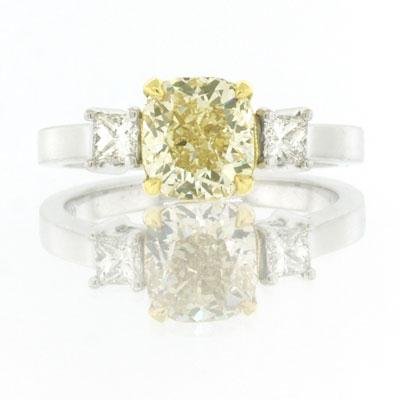 1.93ct Fancy Yellow Cushion Cut Diamond Engagement 