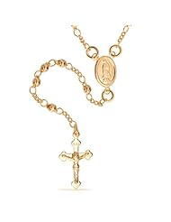 Bling Jewelry 14K Gold Filled Rosary Beads Modern Virgin Mary Cross Necklace