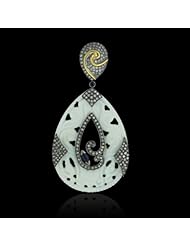 Genuine Gemstone Carved Diamond Pave Pendant 18kt Yellow Gold Jewelry By Socheec