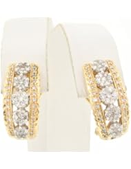 14K Yellow Gold Diamond Flowers Earrings