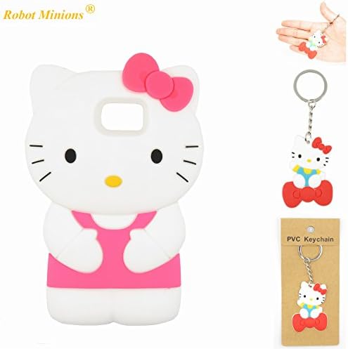 S7 Case,Galaxy S7 Case,Galaxy S7 Soft Silicon Gel Rubber Case,Robot Minions Classic 3D Cute Cartoon Figure [3D Hello Kitty Hot Pink] Silicon Gel Rubber Case Cover Skin for Samsung Galaxy S7