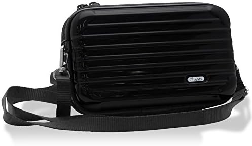 CLAMS Suicase Style Multi - Functional Shoulder Bag / Hand Pouch / Mini Carry Bag / Travel Bag with Zipper - Black ( CL-PC-RIMO75-BK )