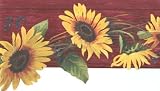 Burgundy Sunflower Wallpaper Border