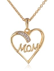 Sterling Silver Diamond MOM Heart Pendant Necklace (0.01 cttw, I-J Color, I3 Clarity), 18"