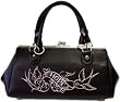 Lux de Ville REBEL Kiss Lock Handbag- 'Hope' Sparrows- Black