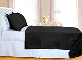 Egyptian Linens 400TC Egyptian Cotton Quilted Coverlet Set w Matching Shams , Queen, Black