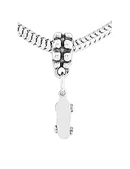 Sterling Silver Three Dimensional Skateboard Dangle Bead Charm