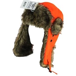 Faux Fur Hazard Trooper Ski Snow Hunting SOS Hat Orange