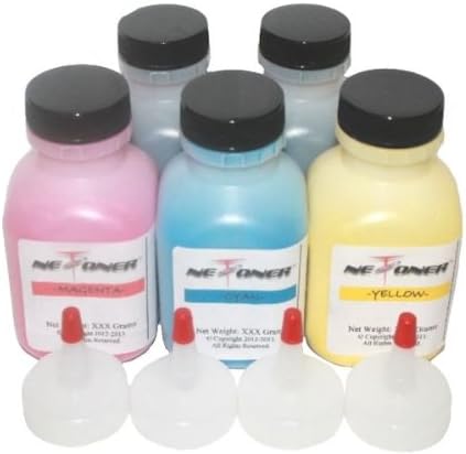 NE IMAGE© - Laser Toner Refill Kit for Brother TN-210, TN210 - 5pk (2BK + CMY) + 5 Reset Gears + 5 Hopper Caps for HL-3040CN HL-3045CN HL-3070CW HL-3075CW HL-8070 HL-8370 MFC-9010CN MFC-9120CN MFC-9125CN MFC-9320CN MFC-9320CW MFC-9325CDW MFC-9325CW DCP-9010CN