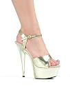 609-Chrome Chrome Platform Sandal With Adjustable Ankle Strap High Heel Shoes