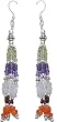Multi Gemstone Earrings Women Sterling Silver Jewelry 3.25 inches (erg010)
