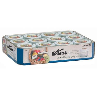 Jarden 7061000104 4 Oz Decorative Jelly Jars Case of 12 (Lid Color/Design May Vary)
