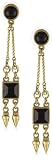 Antiquities Couture Art Deco Gold-Tone & Black Long Drop Earrings