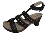 Andres Machado Women's BLACK Cowhide Bio Sandals Big Size Shoes