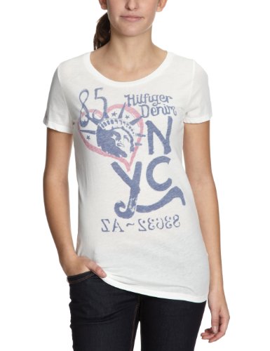 Hilfiger Denim Damen T-Shirt Slim Fit, Lala cn tee s/s/1657604893, Gr. 34 (S), Wei&szlig; (118 S Preisvergleich