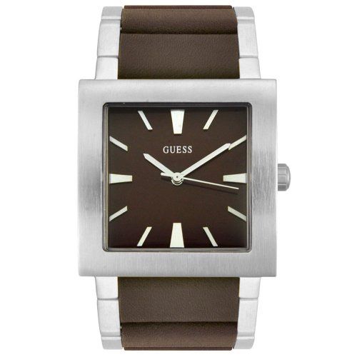 GUESS? Mens 95489G Stainless Leather Watch