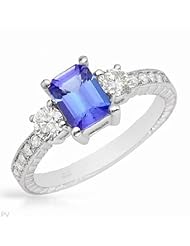 14K White Gold Tanzanite and Diamond Ring -- LIFETIME WARRANTY